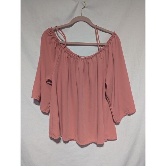 Minette Womens Peach Off The shoulder Blouse top Sz 3XL Boho Romantic feminine - Picture 1 of 3